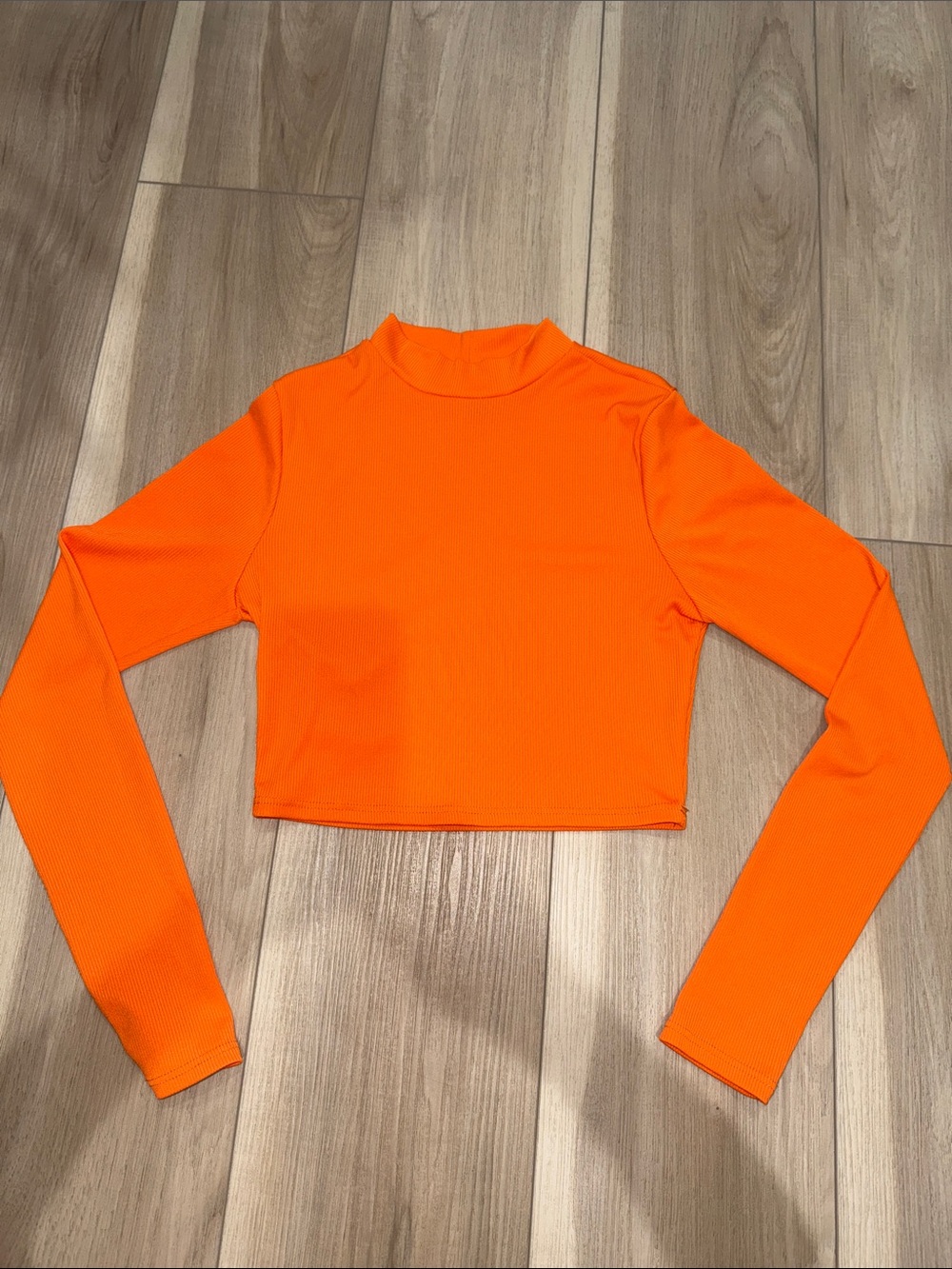 Windsor Neon Orange Mock Neck Long Sleeve Crop Top